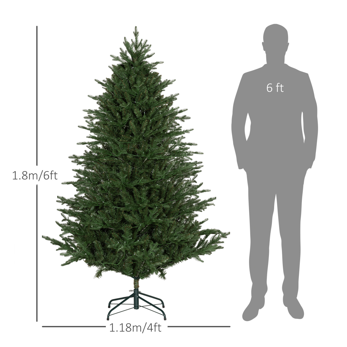 HOMCOM 1.8m Prelit Artificial Christmas Tree with RGB Lights & Remote