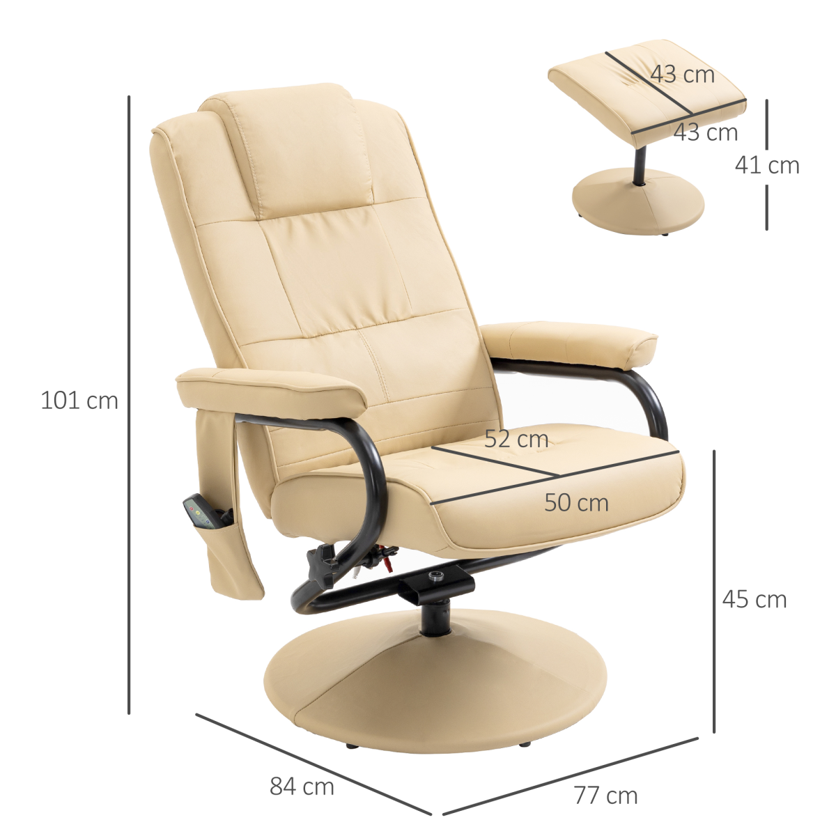 Freestanding Living Room Chair with High Density Cushion and Footrest Cream