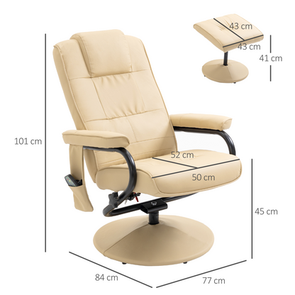 Freestanding Living Room Chair with High Density Cushion and Footrest Cream