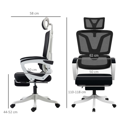 Vinsetto Mesh Office Chair for Home with Lumbar Support, Arm, Footrest, Headrest