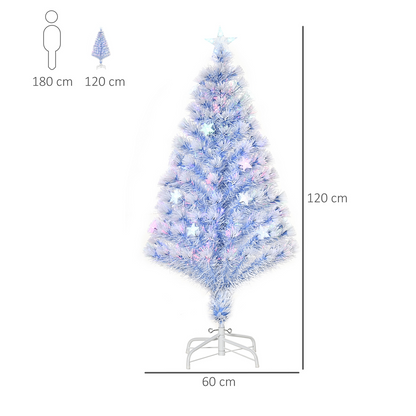 4ft White-Blue Artificial Fibre Christmas Tree with 16 LEDs Easy Store