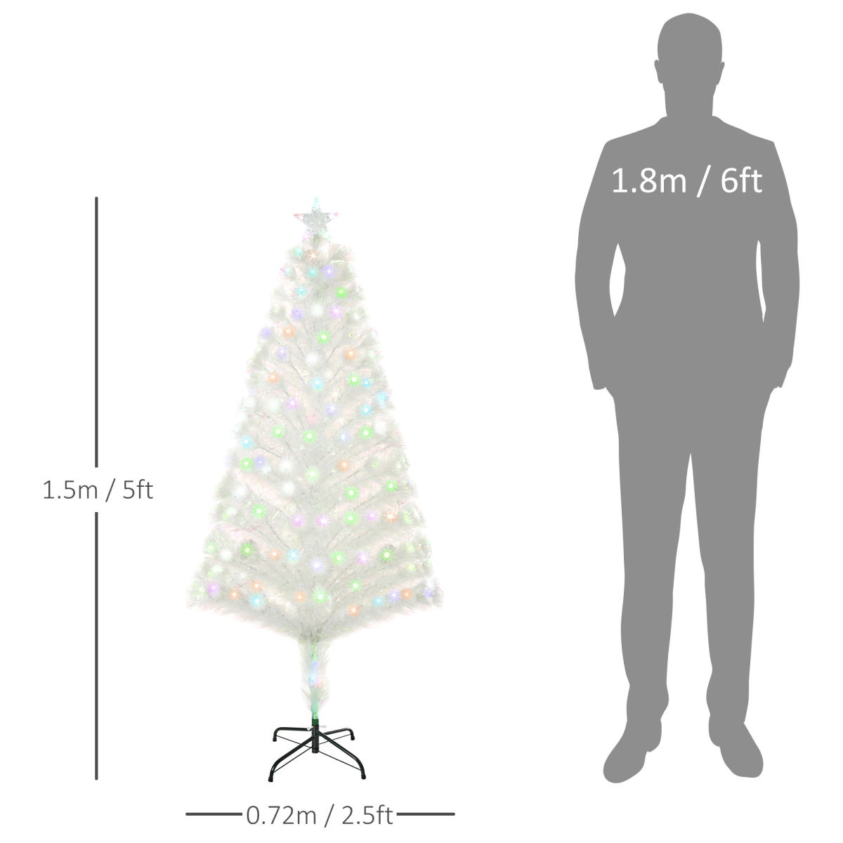 5ft Prelit Fiber-Optic Christmas Tree with Multicolor LED Lights