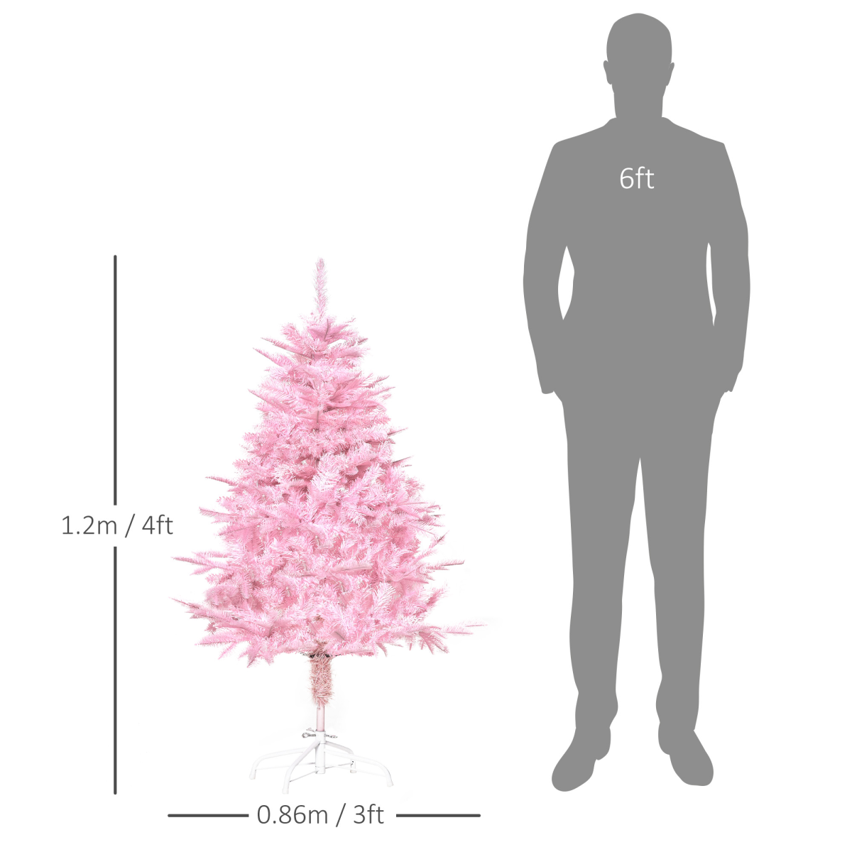 4ft Pink Artificial Christmas Tree - Auto-Open, 341-Branch Full Look