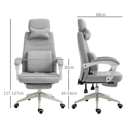 Ergonomic Home Office Chair 360 Swivel with Footrest Height Adjustable Grey