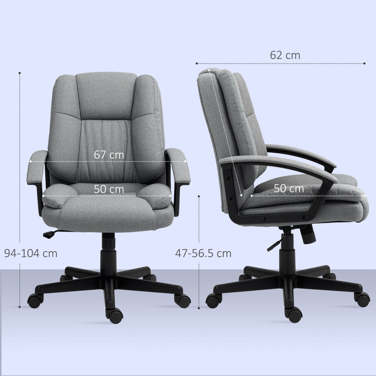 HOMCOM Swivel Executive Office Chair Mid Back Chair w/ Arm, Grey