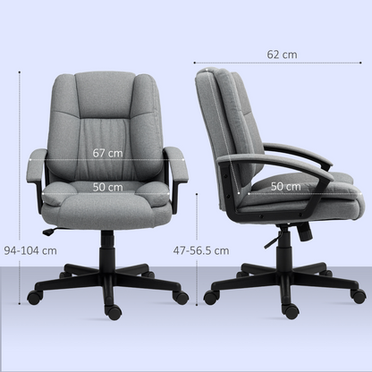 HOMCOM Swivel Executive Office Chair Mid Back Chair w/ Arm, Grey