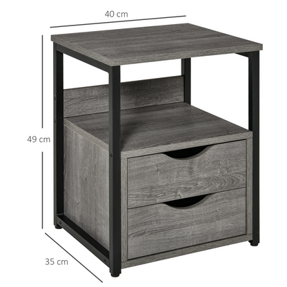 HOMCOM End Table Bedside Desk Slim Storage Cabinet with Shelf Grey