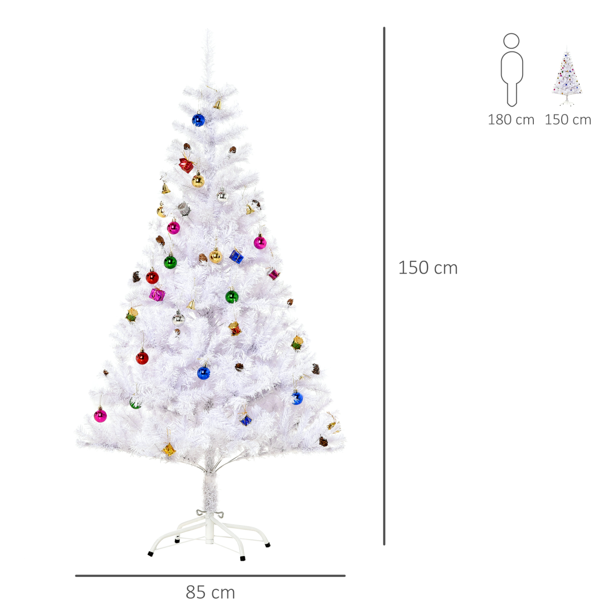 5ft Snow Artificial Christmas Tree with Metal Stand - 680 Tips, White