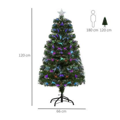 4ft Multicolour Fibre-Optic Christmas Tree with Star Topper Holder