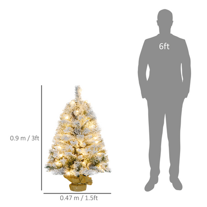 3ft Indoor Artificial Christmas Tree with Warm White LEDs & Concrete Base