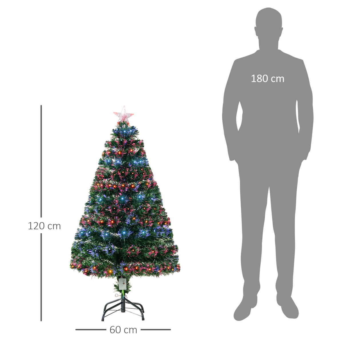 4ft Prelit Artificial Christmas Tree with Multicolored LED & Fiber Optic Lights
