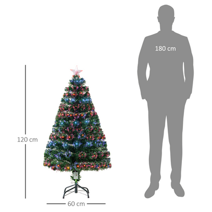 4ft Prelit Artificial Christmas Tree with Multicolored LED & Fiber Optic Lights