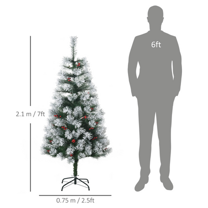 5ft Indoor Artificial Xmas Tree with Berry Decor, 184 PET Tips & Metal Stand