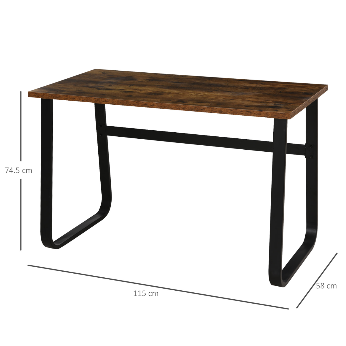 Industrial Writing Desk: Center Laptop Table with Steel Legs