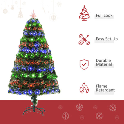 5ft Prelit Artificial Christmas Tree with Multi-Colored Fiber LED Lights, Green