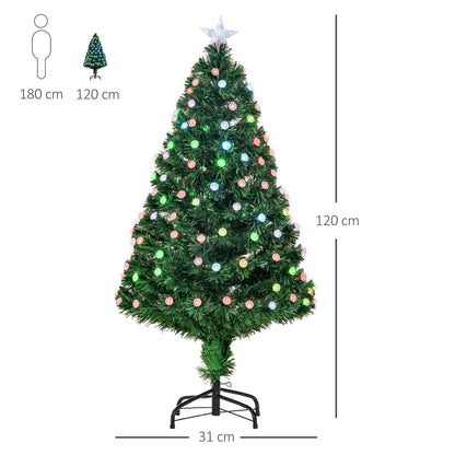 4ft Pre-Lit Fibre-Optic Christmas Tree with RGB LED Lights, 130 Branches