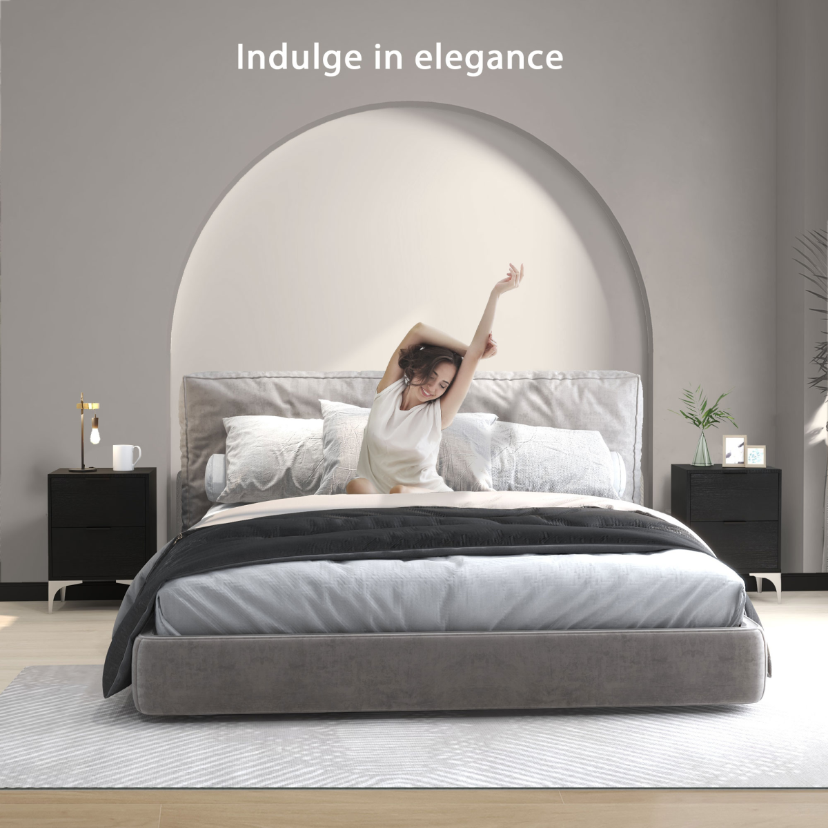 HOMCOM Bedside Tables Set of 2 with 2 Drawers for Bedroom, Living Room