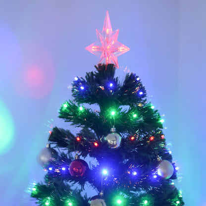 5ft Prelit Artificial Christmas Tree with Multi-Colored Fiber LED Lights, Green