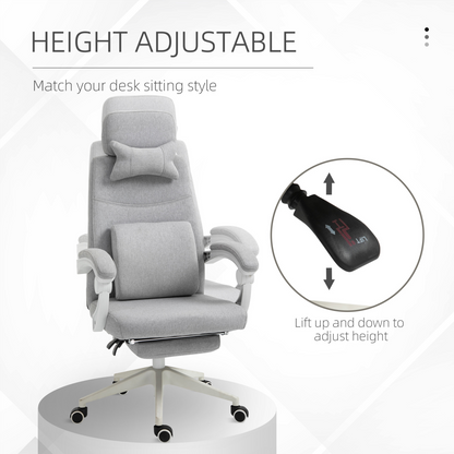 Ergonomic Home Office Chair 360 Swivel with Footrest Height Adjustable Grey