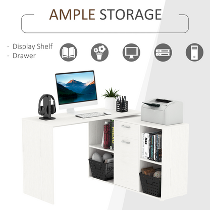 Adjustable Dual-Use L-Shaped / I-Shape Computer Desk with Storage & Flatwall