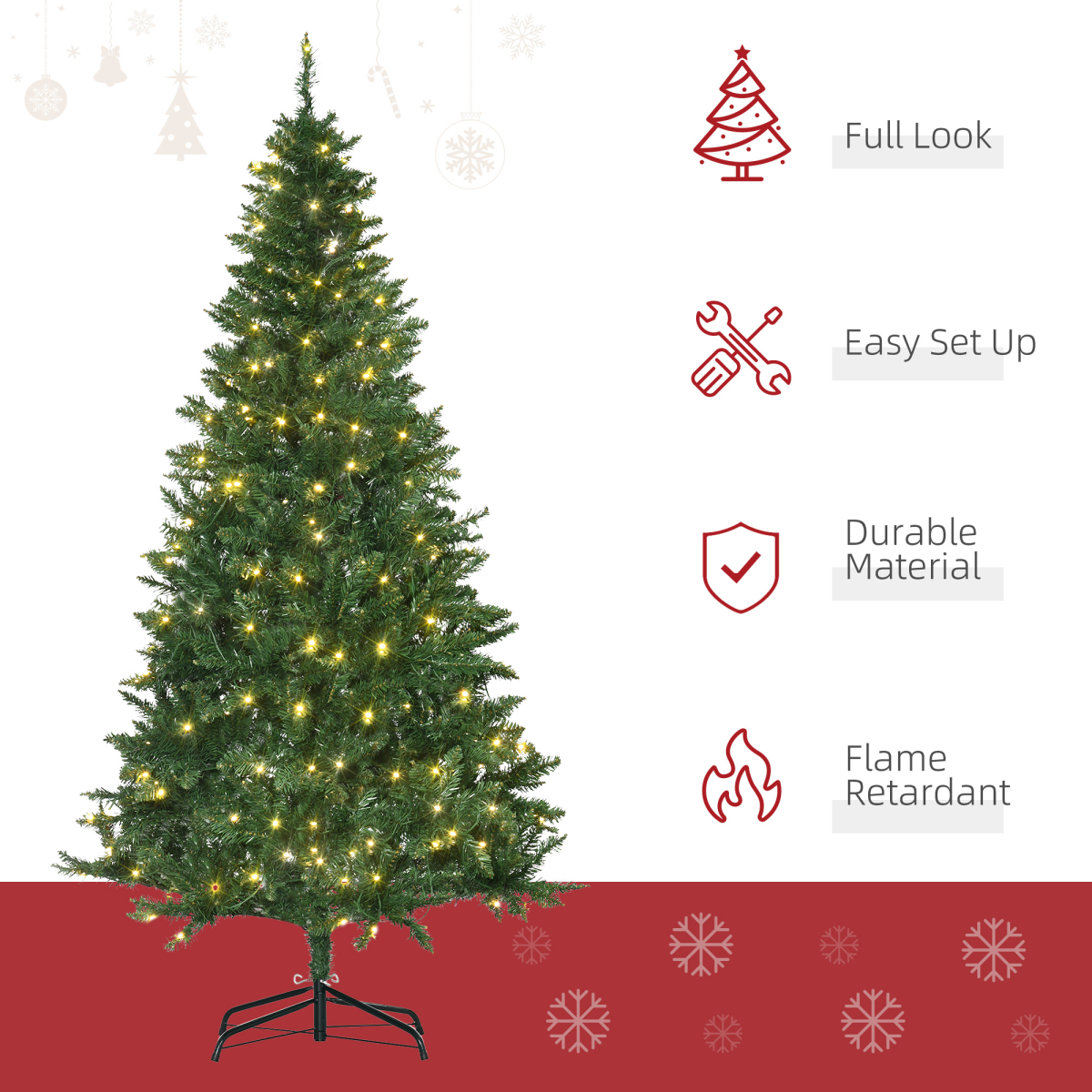 6ft Green Christmas Tree with Warm White LEDs, 8 Light Patterns
