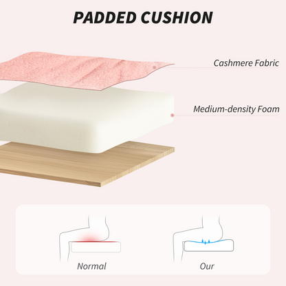 HOMCOM Upholstered Desk Chair with Height Adjustable, Pink