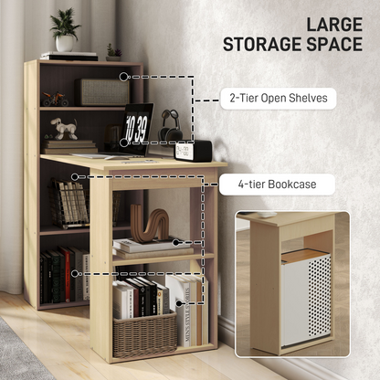 HOMCOM 120cm Computer Desk & 6-Shelf Bookshelf Workstation