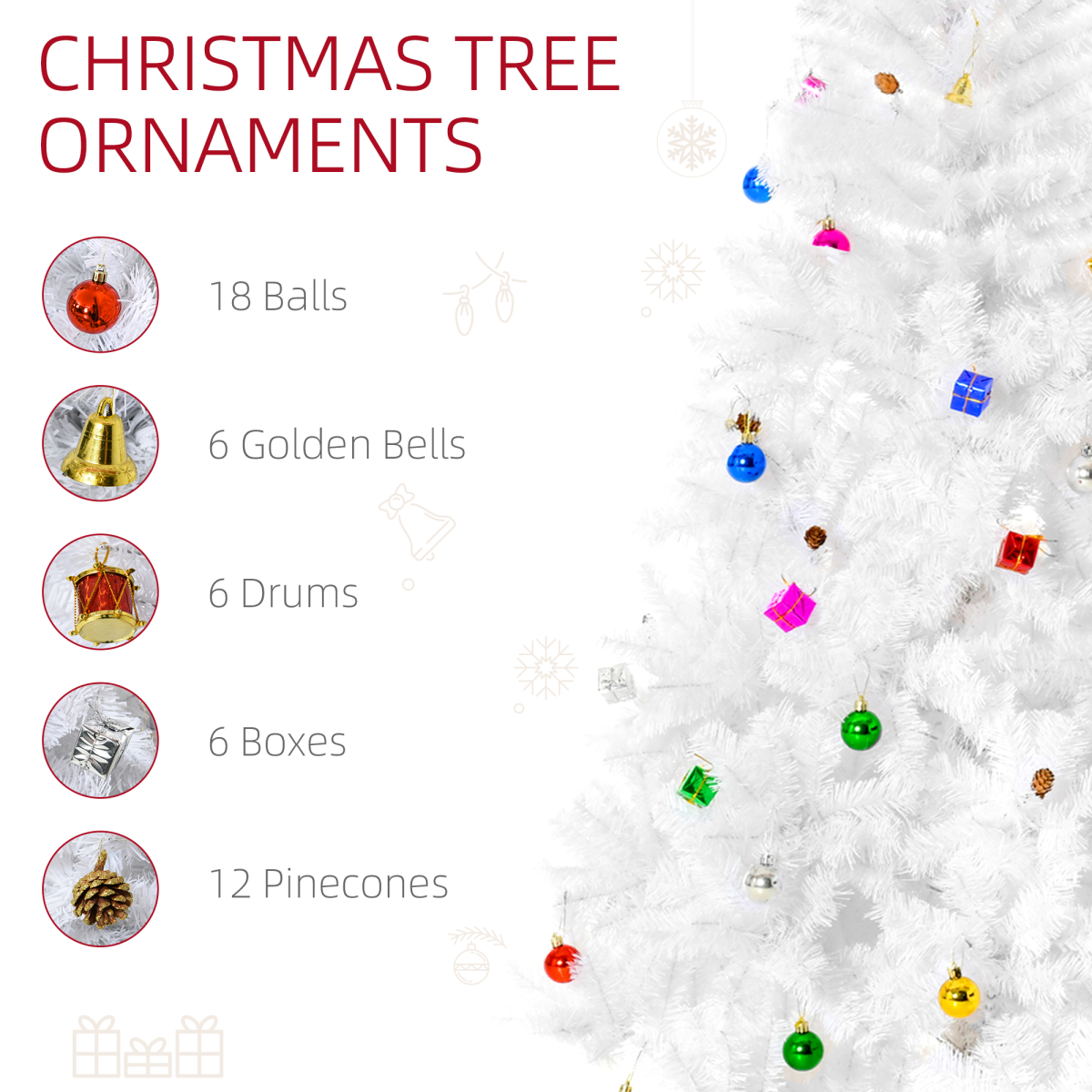 6ft Snowy White Christmas Tree with Detachable Metal Base & 930 Tips Included