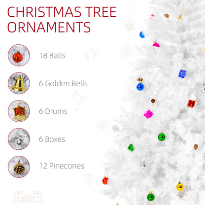 6ft Snowy White Christmas Tree with Detachable Metal Base & 930 Tips Included