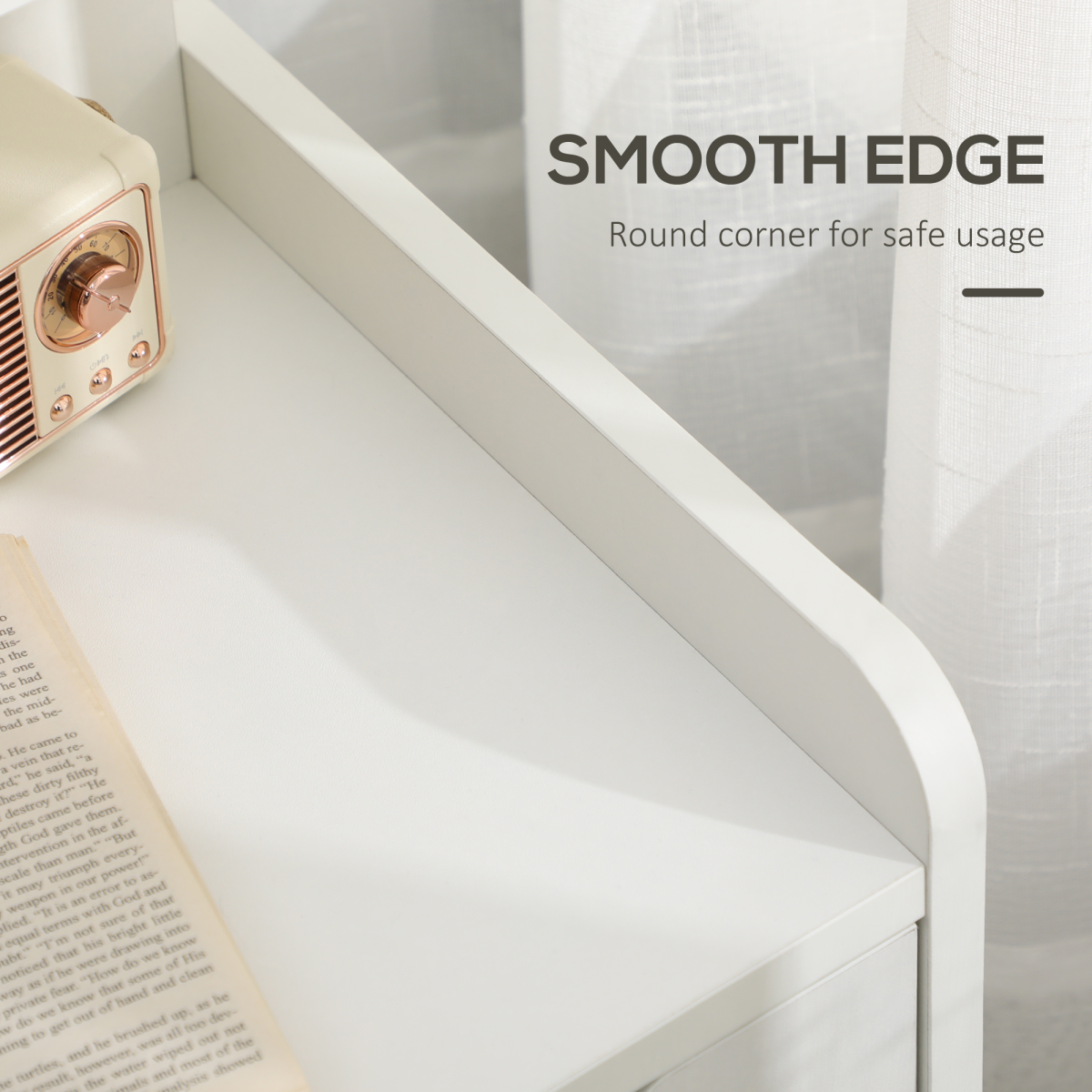 HOMCOM Modern Bedside Table w/2 Drawer and Storage Shelves Chest for Bedroom