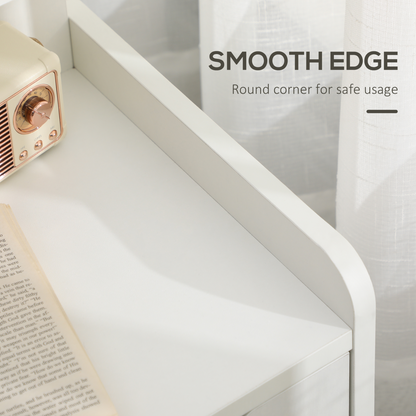 HOMCOM Modern Bedside Table w/2 Drawer and Storage Shelves Chest for Bedroom