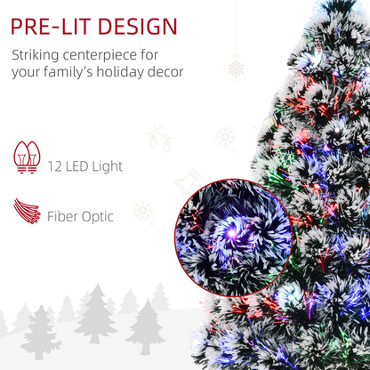 3ft Snow-Dipped Prelit Christmas Tree with LED Fiber Optics (Green/White)