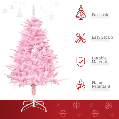 4ft Pink Artificial Christmas Tree - Auto-Open, 341-Branch Full Look