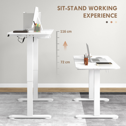 Vinsetto Electric Standing Desk with 4 Memory Presets, 72-116cm, 120x60cm, White