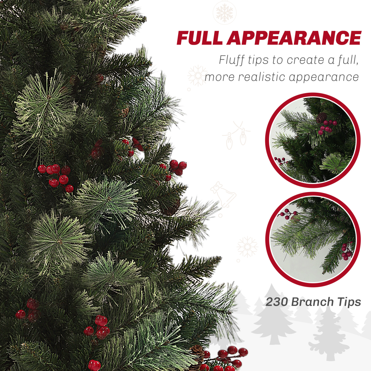 HOMCOM 1.2m Prelit Christmas Tree - 100 Warm White LEDs, 8 Modes