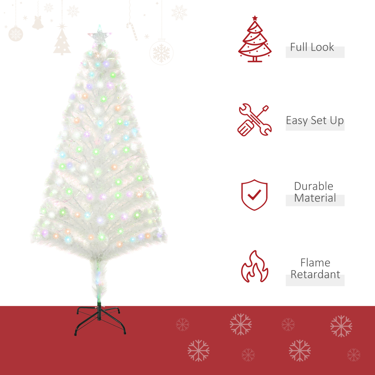 5ft Prelit Fiber-Optic Christmas Tree with Multicolor LED Lights