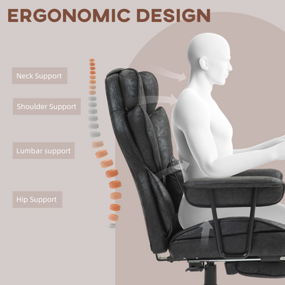 HOMCOM Office Chair, Ergonomic Desk Chair with Foot Rest, Black