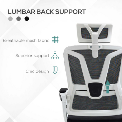 Vinsetto Mesh Office Chair for Home with Lumbar Support, Arm, Footrest, Headrest
