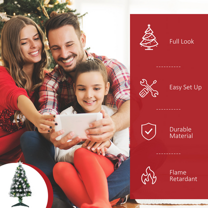 3ft White LED Christmas Tree with 90 Lights, Star Topper, Tri-Base, Pre-Lit