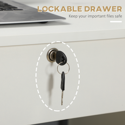 White 5-Drawer Computer Desk for Home Office - Writing Desk with Storage