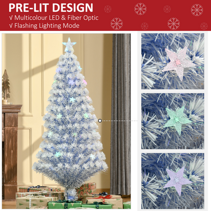 5ft White-Blue 21-LED Artificial Fibre Christmas Tree, Hinged & Easy Store