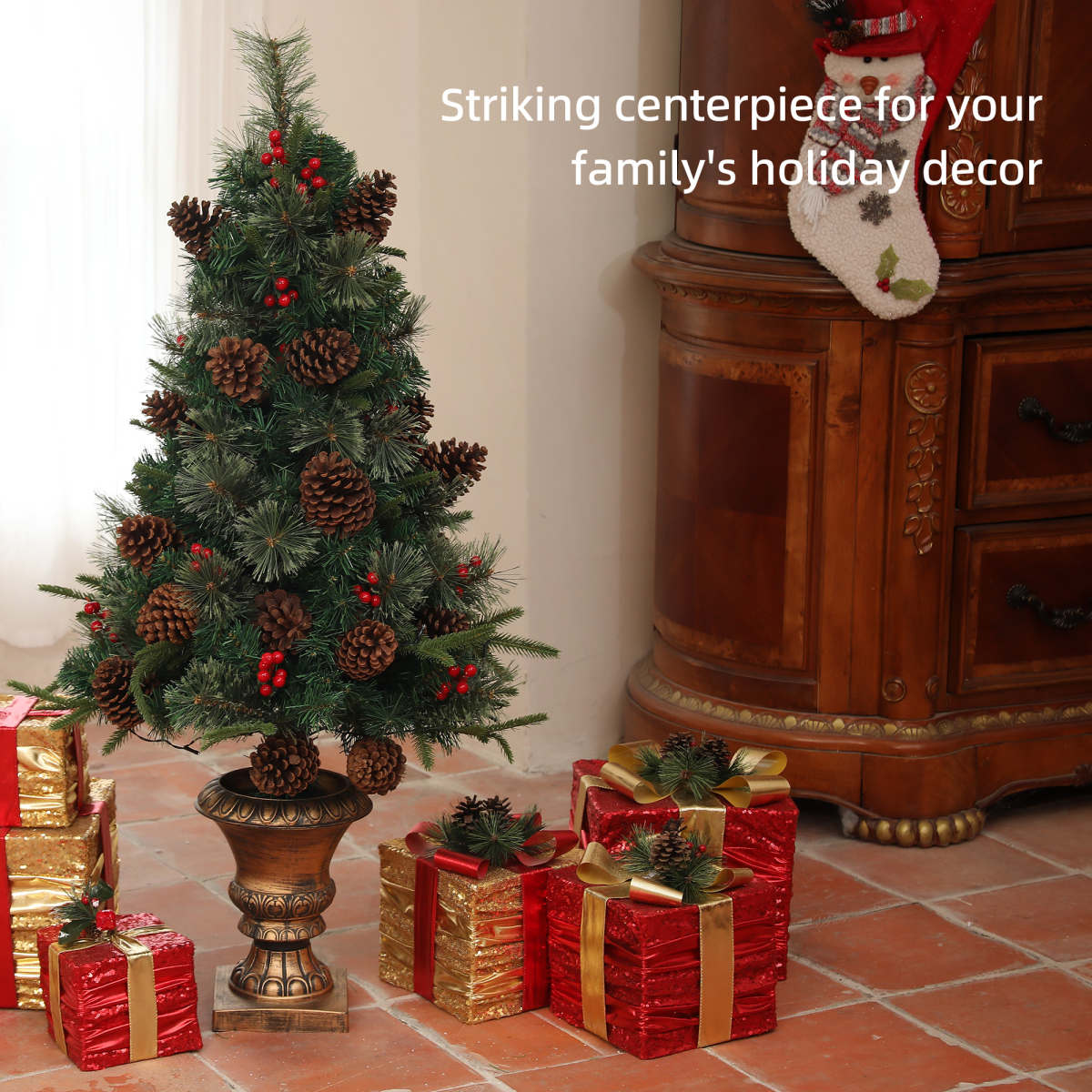 HOMCOM 4ft Artificial Christmas Tree with 60 Warm White LEDs