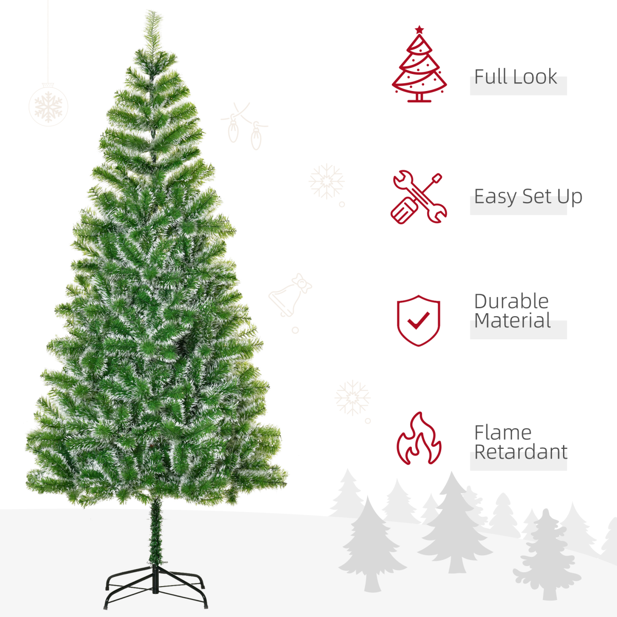 7ft Indoor Christmas Tree with 968-Tip PET Branches & Metal Stand