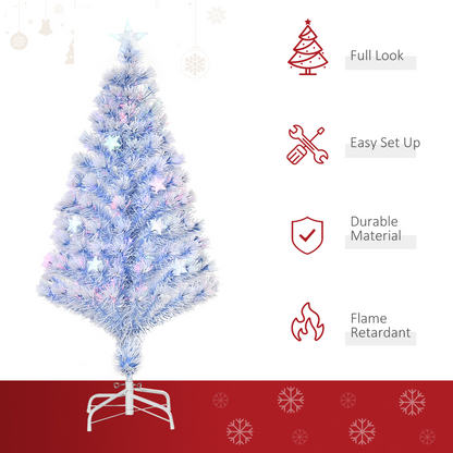 4ft White-Blue Artificial Fibre Christmas Tree with 16 LEDs Easy Store