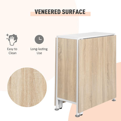 HOMCOM Folding Desk with Storage Shelves - Oak/White, Space-Saving