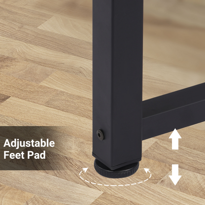 Oak Grain Tone Computer Desk with Black Metal Frame, 120W x 60D x 76H cm