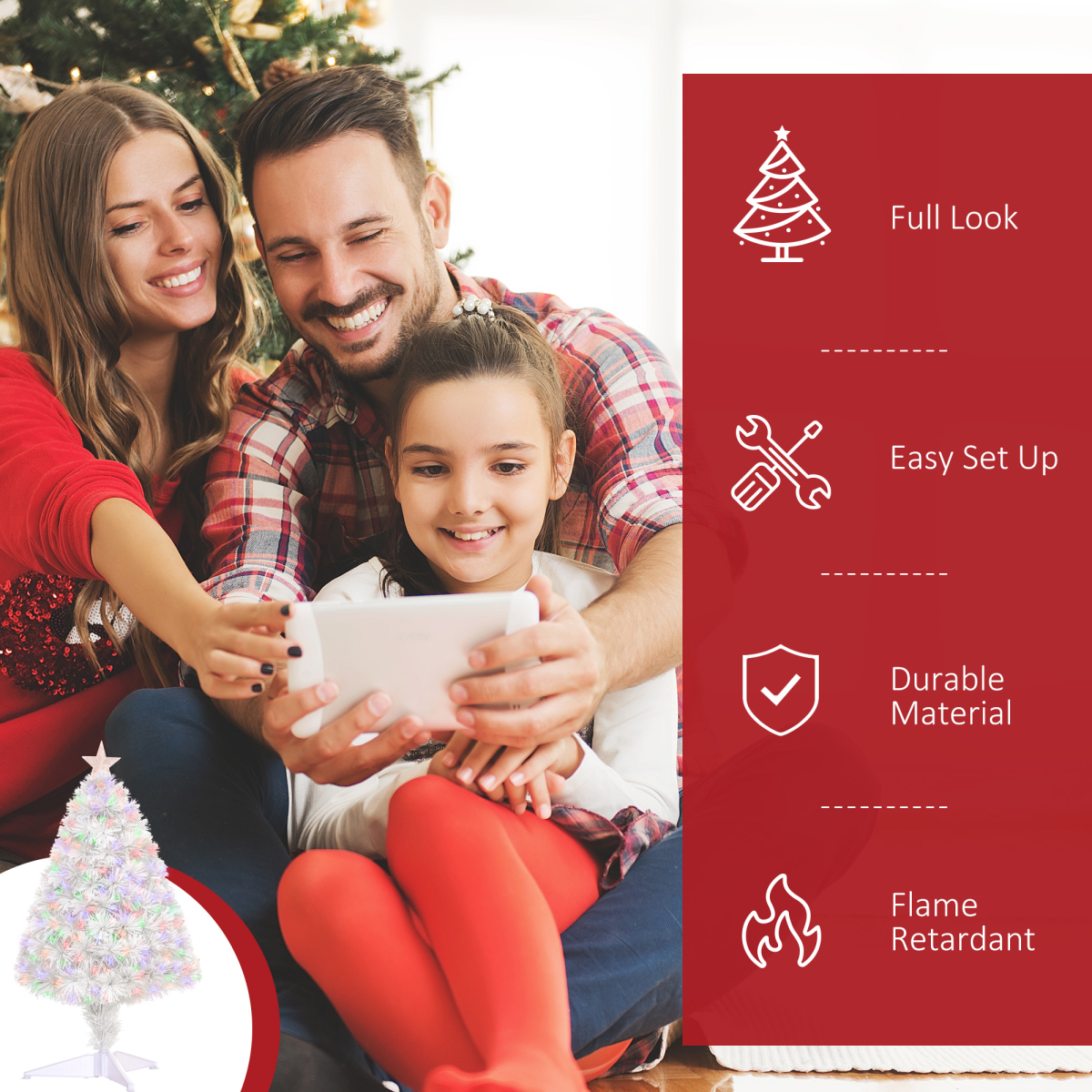 2.5ft Prelit Tabletop Christmas Tree with Fibre Desk & White Star