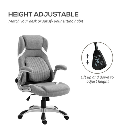 Vinsetto Fabric Office Desk Chair with Adjustable Height Tilt Function Grey