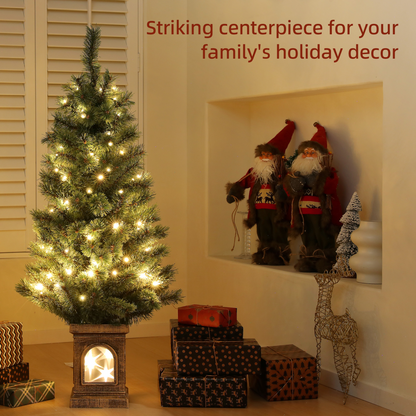 HOMCOM 4ft Artificial Christmas Tree with 80 Warm White LEDs & Remote