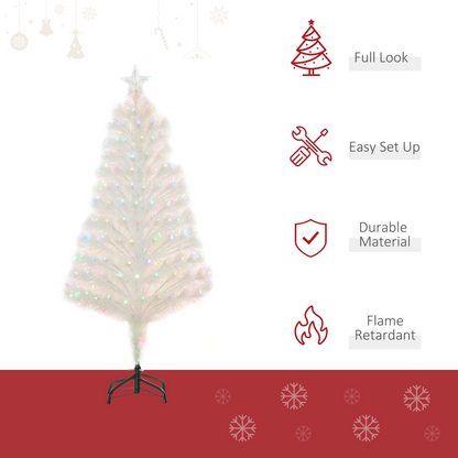 4ft Prelit Artificial Christmas Tree with Fiber Optic LED Lights, White